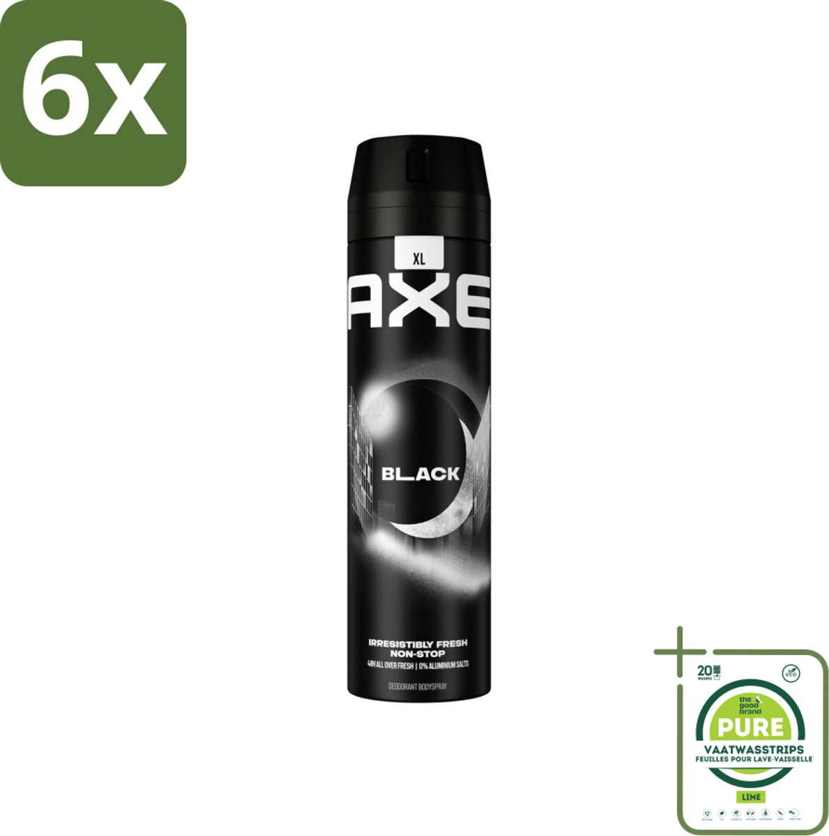 Axe XL - Deodorant Bodyspray - 48hrs Fresh - Black - Frozen Pear & Cedarwood - 200 ml - Voordeelverpakking - 6 stuks - Deodorant - Axe