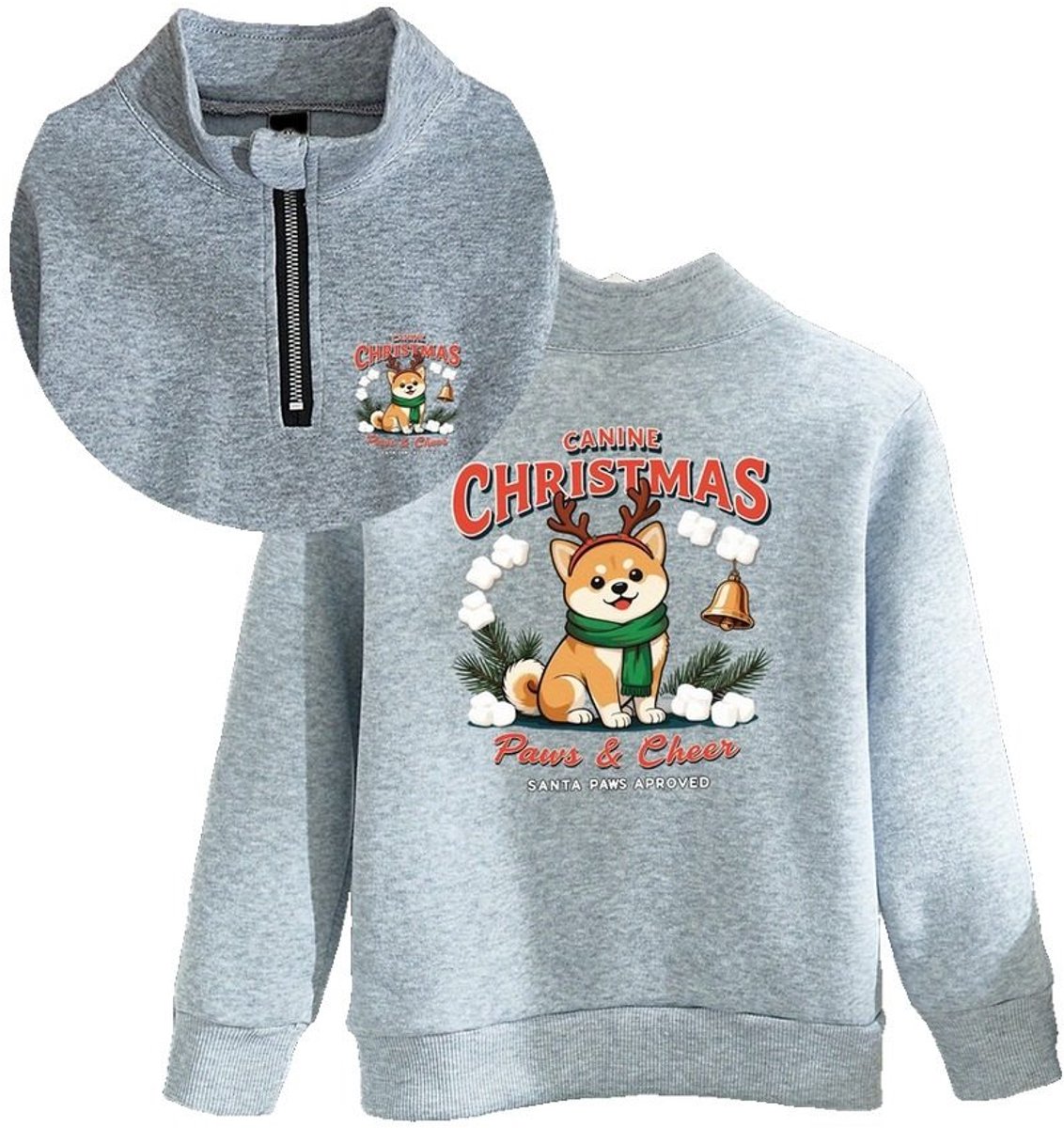 Currero Quarter Zip Jongens Sweater Met Rits Jumper Quarterzip Hoodie Jongen Warme Trui Vest Lang Coltrui 4 Jaar Grijs