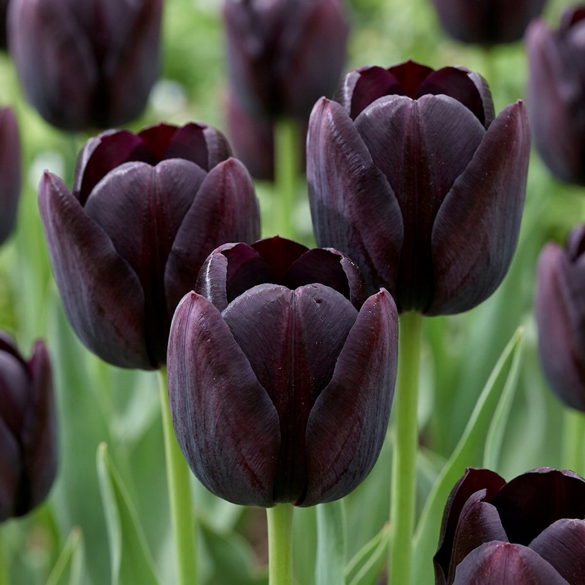 Green boutiQ - 70x Tulipa Black - Zwarte tulp - Zwart - Voorjaarsbloeier - Bolmaat 10/11