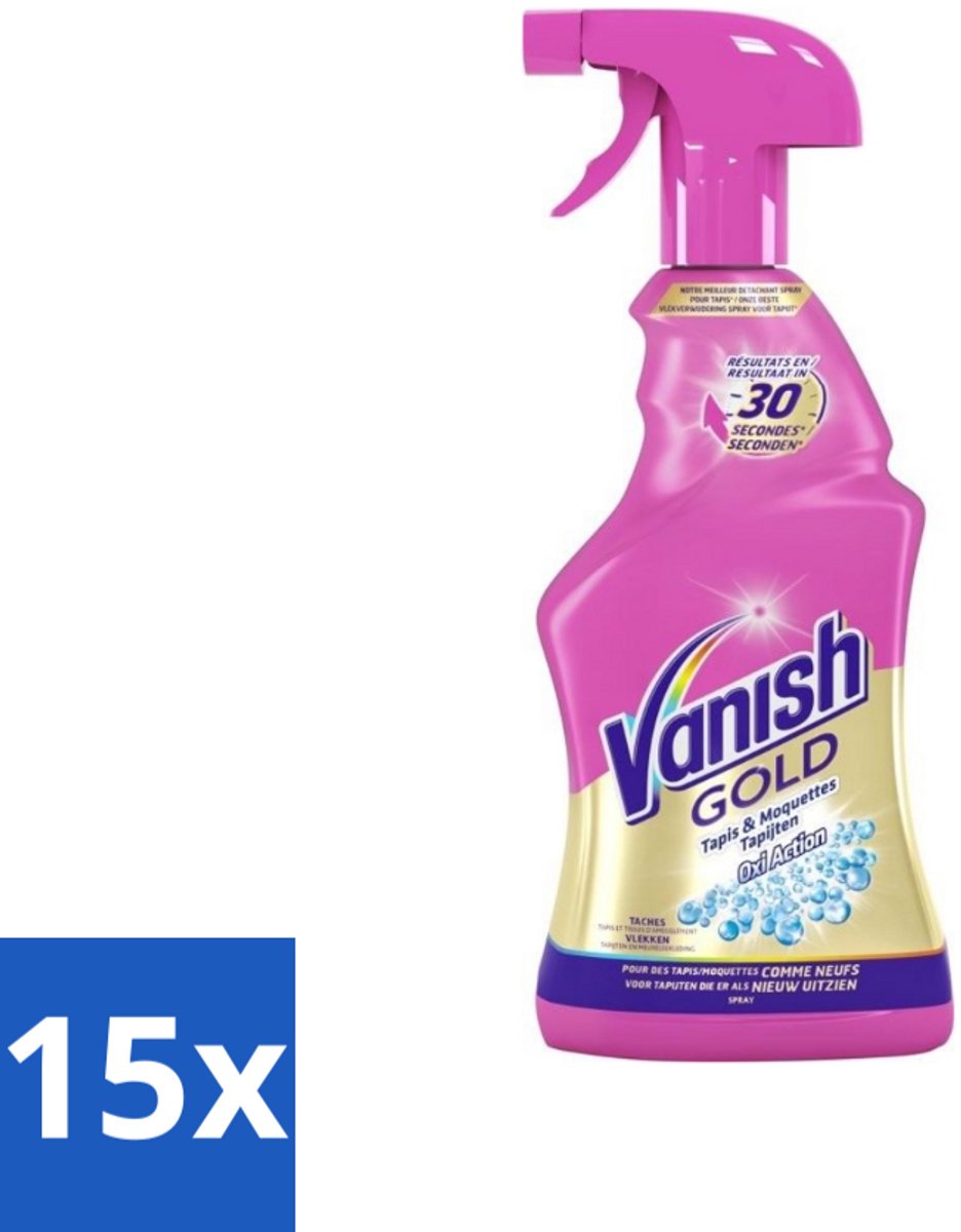 15 x Vanish Oxi Action Gold - Vlekkenverwijderaar Spray - Tapijtreiniger - 500 ml - Tapijt Reinigen - Vlekken Verwijderen - Tapijt Vlekverwijderaar - Tapijt Reiniger - Vlekken Verwijderen Spray