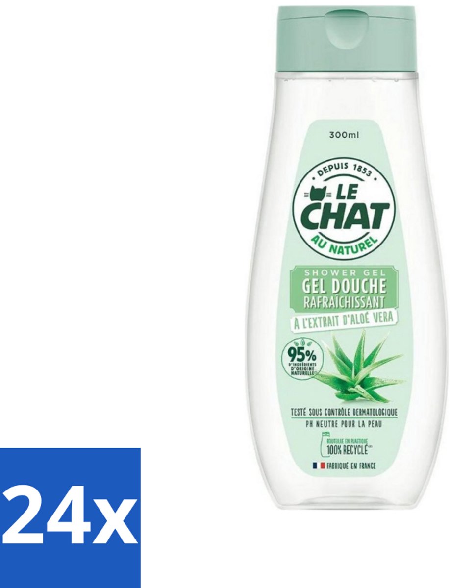 24 x Le Chat - Douchegel - PH Neutraal - Met Extract Van Aloë Vera - Verfrissend - 300 ml - Douchegel - Aloë Vera - PH Neutraal - Verfrissend - Huidverzorging