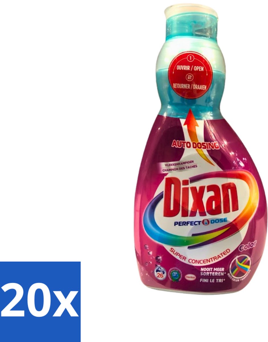 20 x Dixan Perfect Dose - Vlekkenkampioen - Extreme Power - Gekleurde Was - 26 Wasbeurten - Gekleurde Was - Vlekkenverwijdering - Anti-kleuroverdracht - Wasmiddel - Gekleurde Stoffen