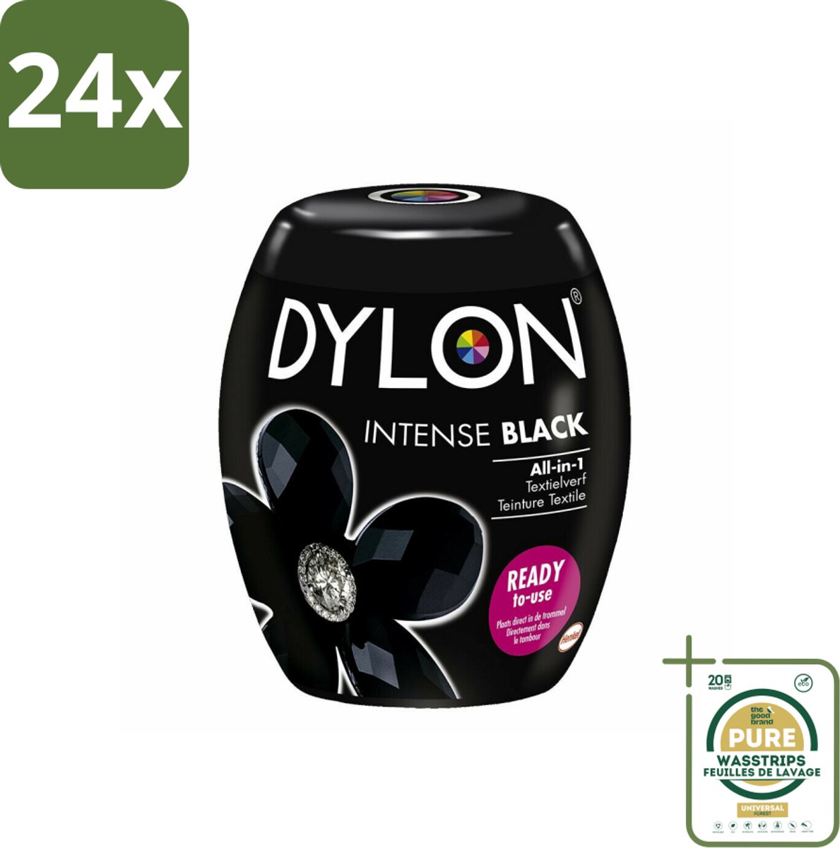 DYLON – Textielverf Pods – Intense Black – 350 g - Voordeelverpakking - 24 stuks - Wasmachine - Katoen verven