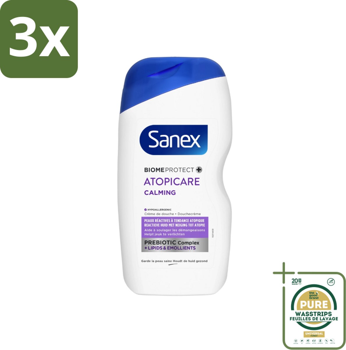 3 x Sanex - BiomeProtect Dermo - Douchecrème - Reactieve Huid - 400 ml - Grootverpakking - Reactieve Huid - Kalmerende Douchecrème - Huidbarrière - Dermatologisch Getest - Huidverzorging