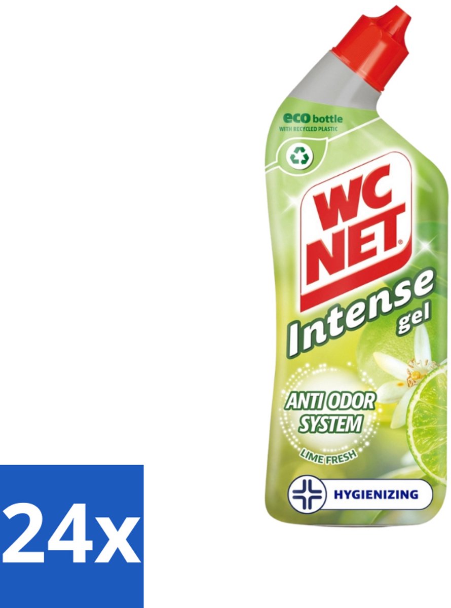 24 x WC Net - Toiletreiniger - Gel - Met Limoen- 750 ml - Toilet Schoonmaak - Toilet Reiniger - Wc Gel - Limoen Geur - Anti-geur