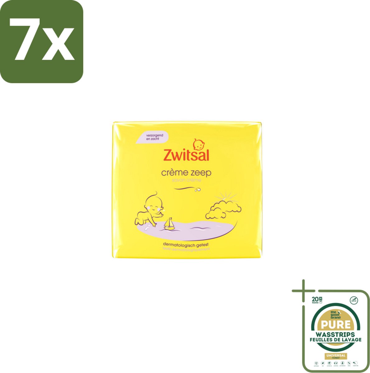 7 x Zwitsal - Babyverzorging - Crème Zeep - Milde & Voedende Reiniging - 180 g - Grootverpakking - Babyhuid Verzorging - Crème Zeep - Zwitsal - Huidbescherming - Uitdroging Voorkomen