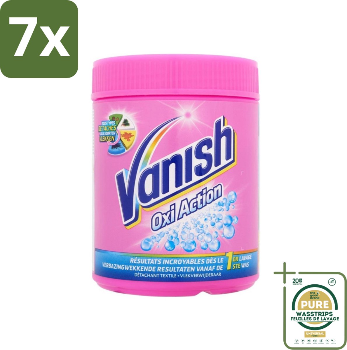 7 x Vanish Oxi Action - Vlekkenverwijderaar Poeder - Zonder Bleek - Gekleurde Was - 500 Gram - Grootverpakking - Vlekverwijderaar - Gekleurde Was - Bleekvrije Wasmiddel - Vlekken Verwijderen - Wasmiddel Poeder