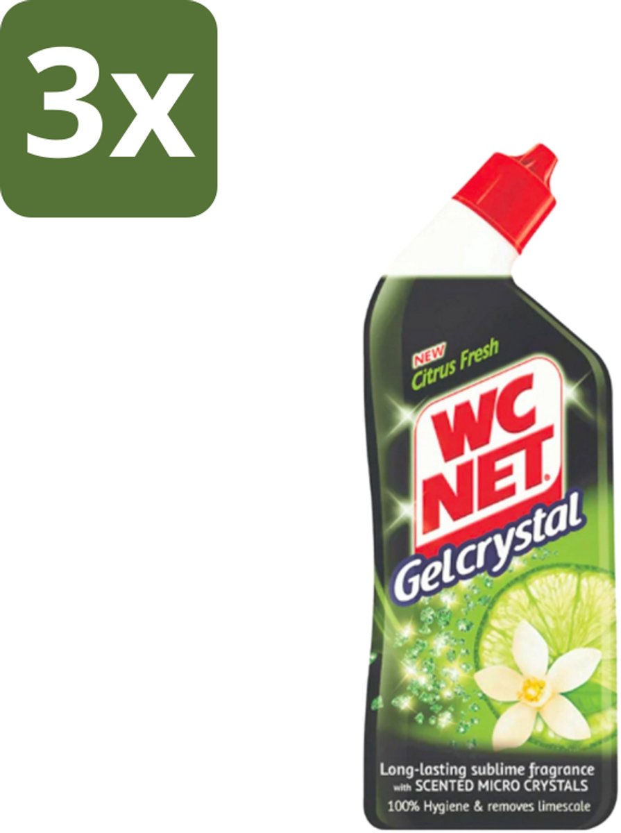 3 x WC Net - Toiletreiniger - Gel - Citrusgeur - Ontkalkt - 750ml - WC Net Gel - Toilet Reiniger - Ontzorging - Kalkaanslag - Toilet Reinigen