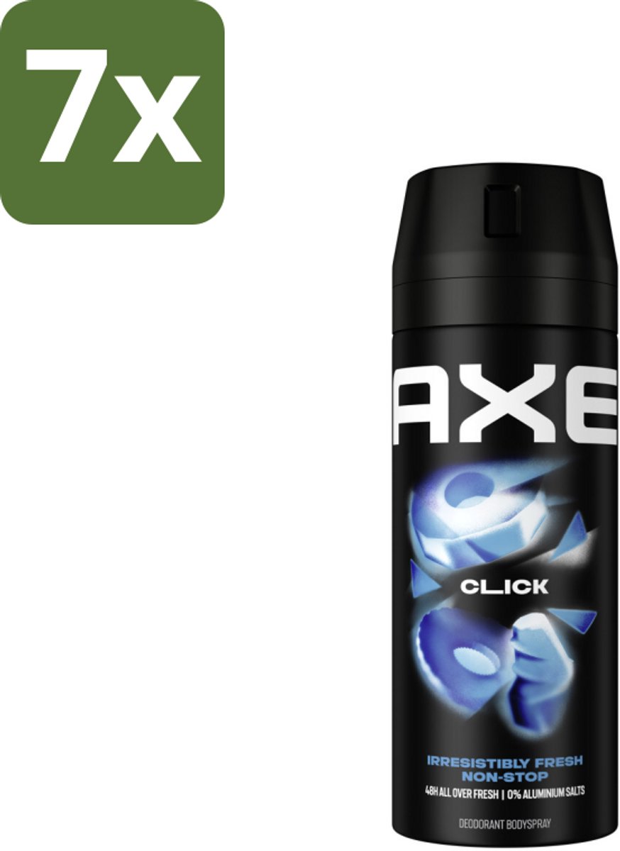 7 x Axe - Deodorant Bodyspray - 48hrs Fresh - Click - Green Apple & Sandalwood - 150 ml - 48 Uur Geurbescherming - Deodorant Sprayer - Frisheid - Geur Van Groene Appel En Sandelhout - Zinktechnologie