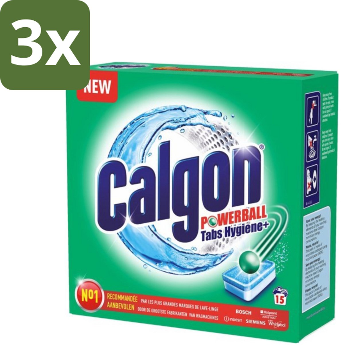 3 x Calgon - Wasmachinereiniger - Tegen Kalk - 15 Tabletten - Wasmachine Reinigen - Kalkvoorkomen - Wasmachine Beschermen - Wasmachine Onderhouden - Wasmachine Tabletten