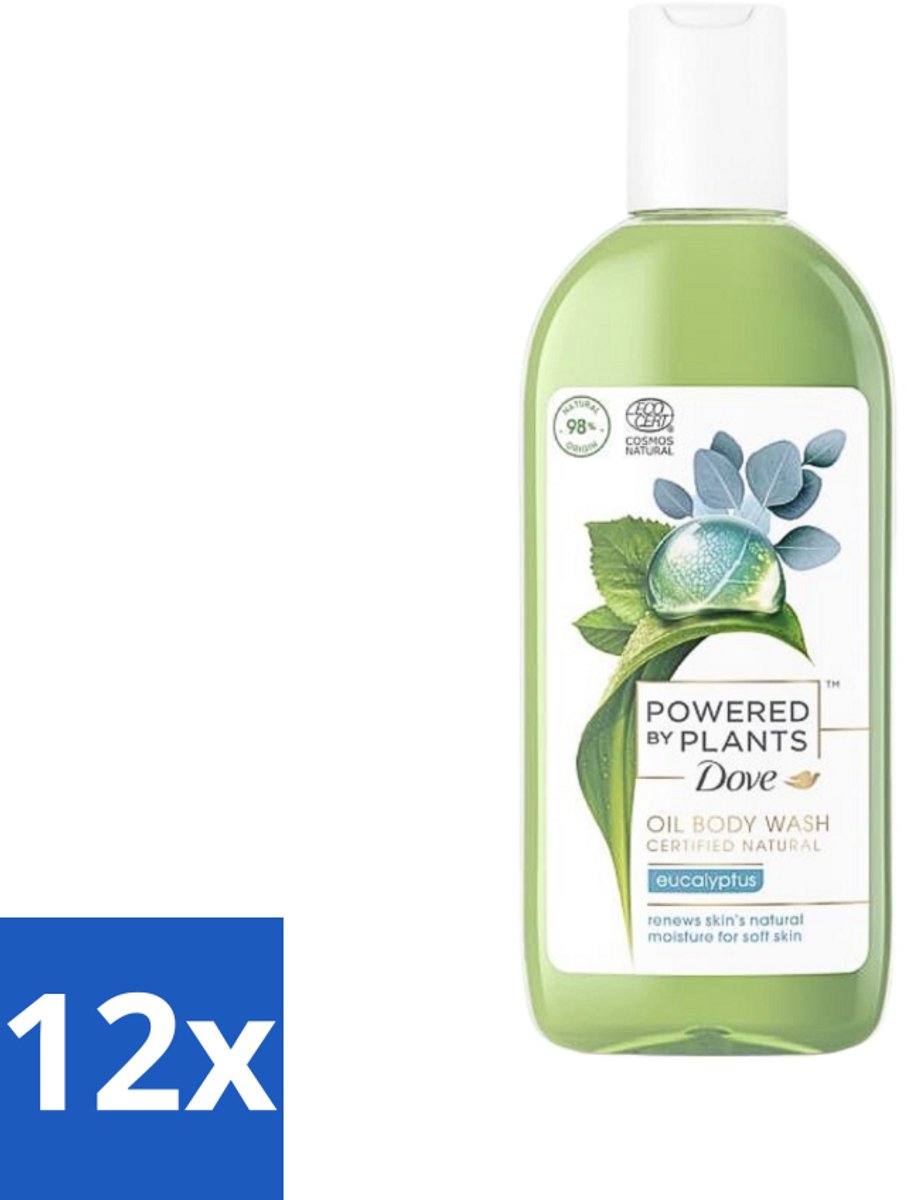 12 x Dove Powered by Plants - Oil Body Wash - Eucalyptus - 250 ml - Natuurlijke Bodywash - Eucalyptus Bodywash - Hydraterende Bodywash - Vegan Bodywash - Cruelty-Free Bodywash