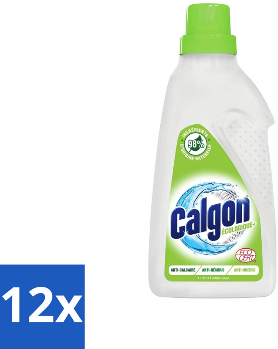 12 x Calgon - Wasmachinereiniger - Gel - Ecologisch - Tegen Kalkaanslag / Wasmiddelresten / Geuren - 750ml - 15 Wasbeurten - Wasmachine Reiniger - Wasmachine Onderhoud - Kalk Verwijderaar - Wasmiddelresten - Geur Neutraliserend
