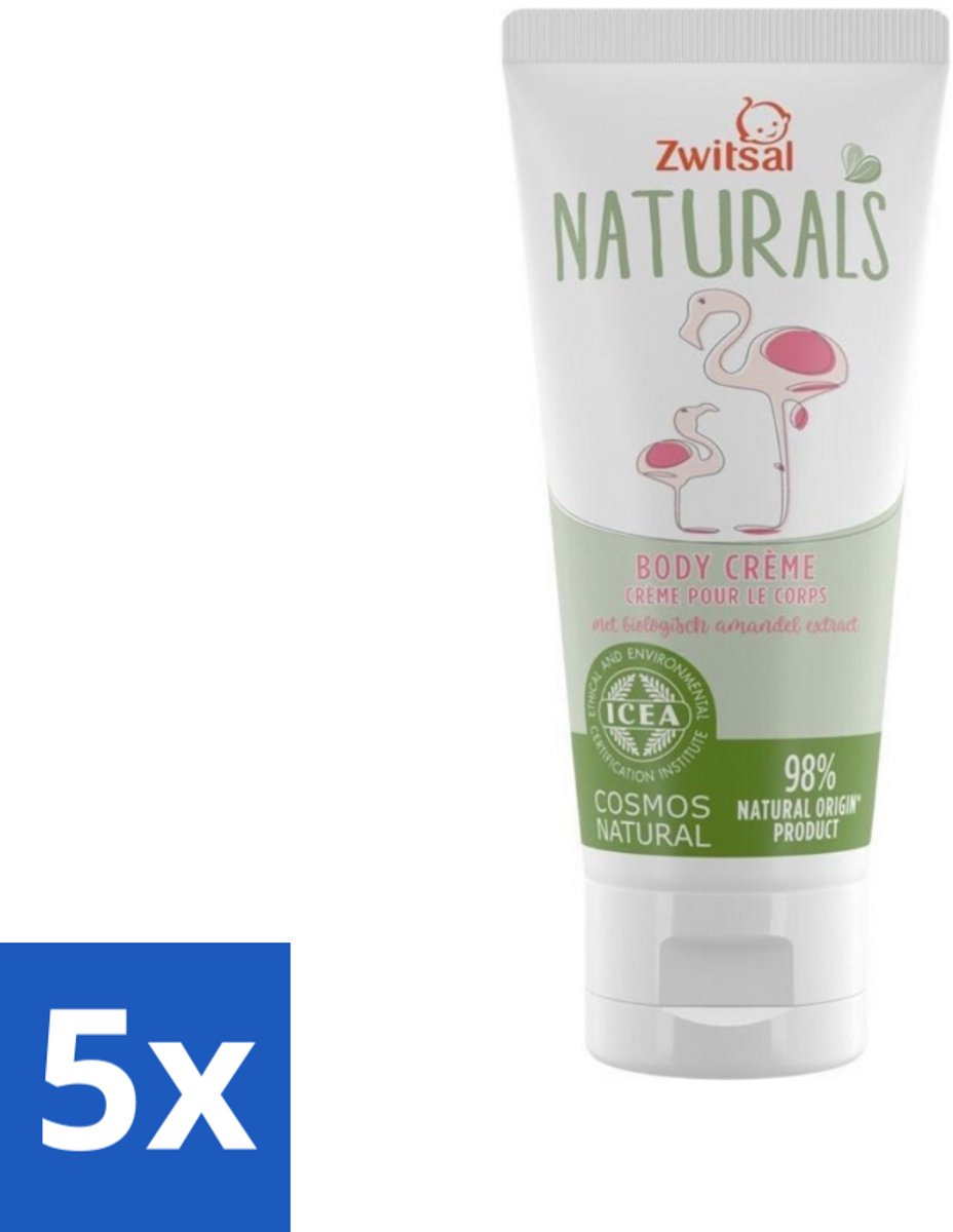 5 x Zwitsal Naturals - Babyverzorging - Body Crème met Amandel Extract - Natuurlijke Ingrediënten - 100 ml - Babyhuid Verzorging - Natuurlijke Crème - Amandelextract - Cacaoboter - Baby Crème