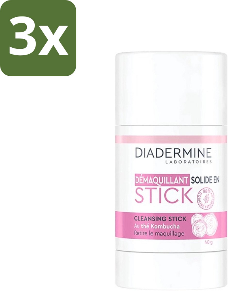 3 x Diadermine - Essential Care - Cleansing Stick - Kombucha - 40g - Huid Reinigen - Huid Verzorgen - Kombucha Thee - Huid Reinigingsstick - Natuurlijke Huidverzorging