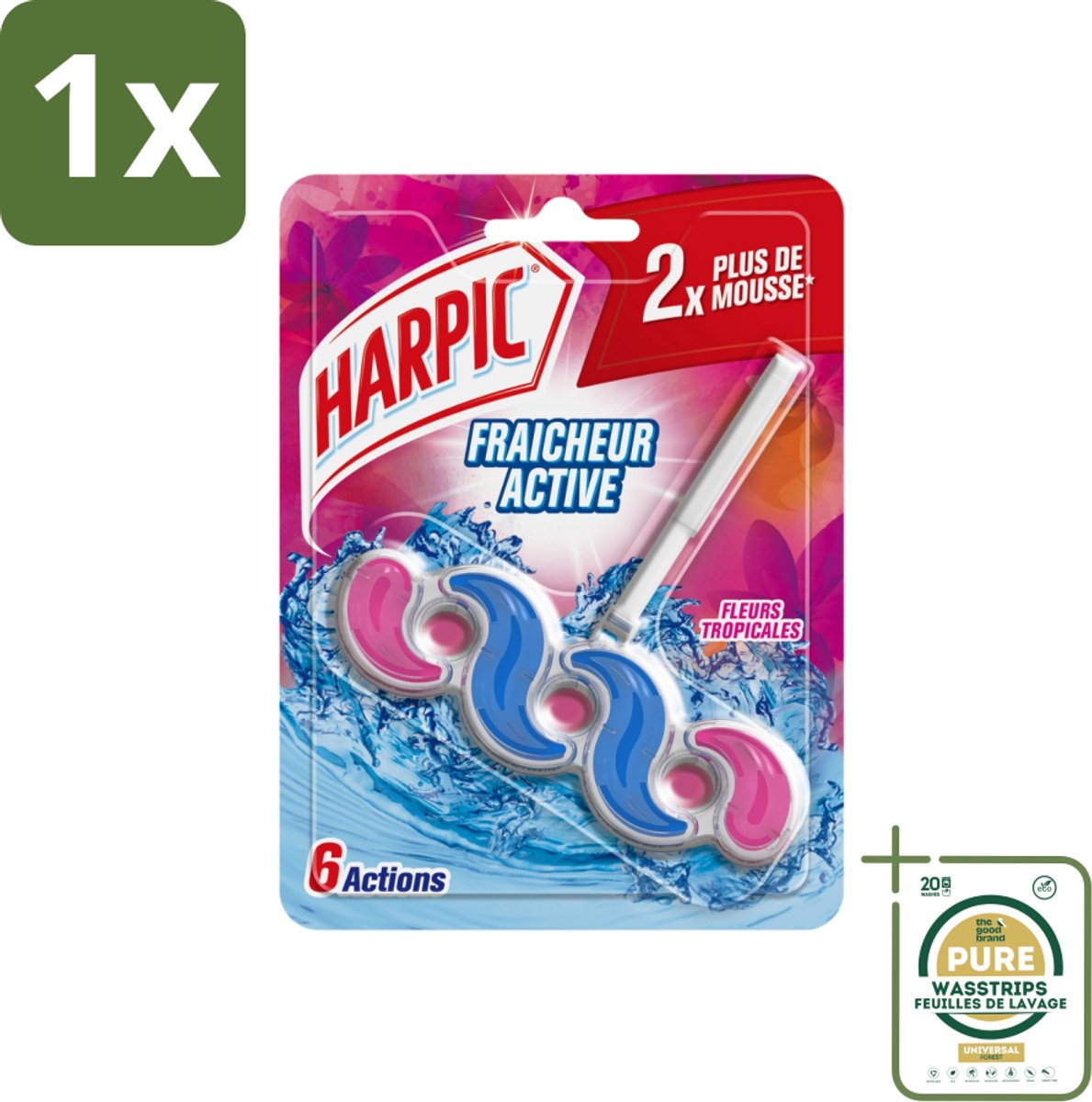 1 x Harpic - Toitletblok - Tropische Bloemen - 250 Spoelbeurten - 1 Blok- Toiletblok - Reiniging Toilet - Tropische Geur - Spoelbeurt - Kalk Verwijderen