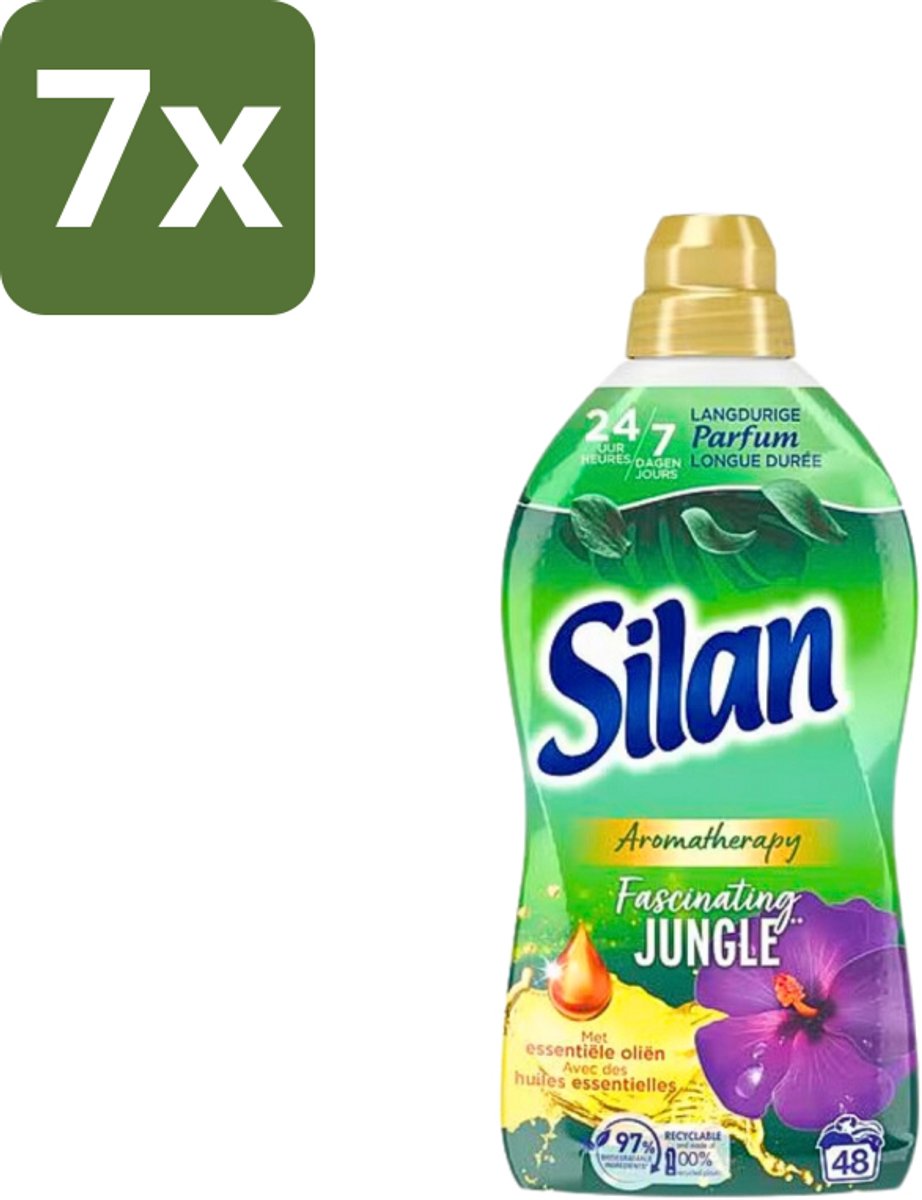 7 x Silan Aromatherapy - Wasverzachter - Fascinating Jungle - Essentiële Oliën en Langdurige Parfum - 48 Wasbeurten - 1.056L - Wasverzachter - Geur - Wasbeurt - Essentiële Oliën - Kleding Zachter Maken