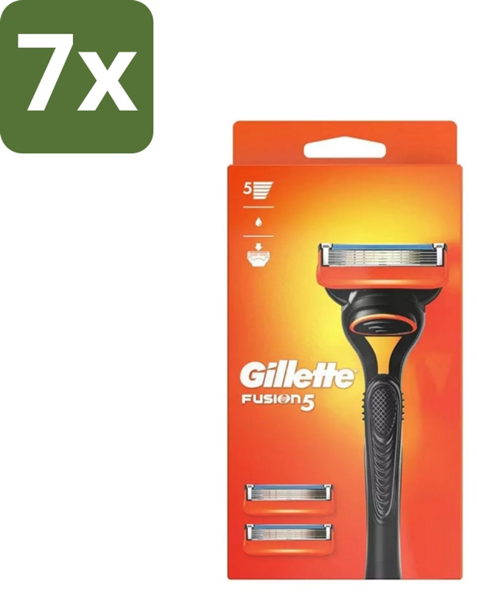 7 x Gillette - Fusion 5 - Scheermesje - Ergonomisch ontwerp - 2 Extra Navulmesjes - Scheerapparaat - Scheren - Scherpe Mesjes - Navulmesjes - Glad Scheren