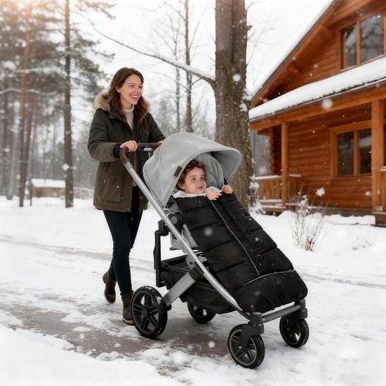 Baby Voetenzak - Wandelwagen Dekje - Warme Wandelingen - Waterdicht Winddicht - 84 cm Lengte - Zwart — afbeelding 5