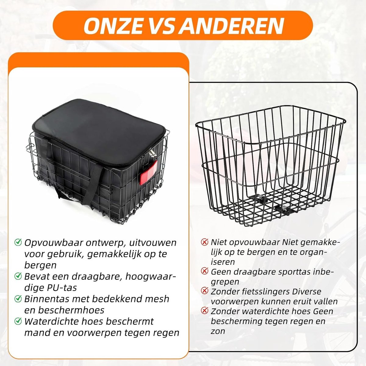 Fietsmand - Zwart - Achterwielmontage - Opvouwbaar - Voor Unisex