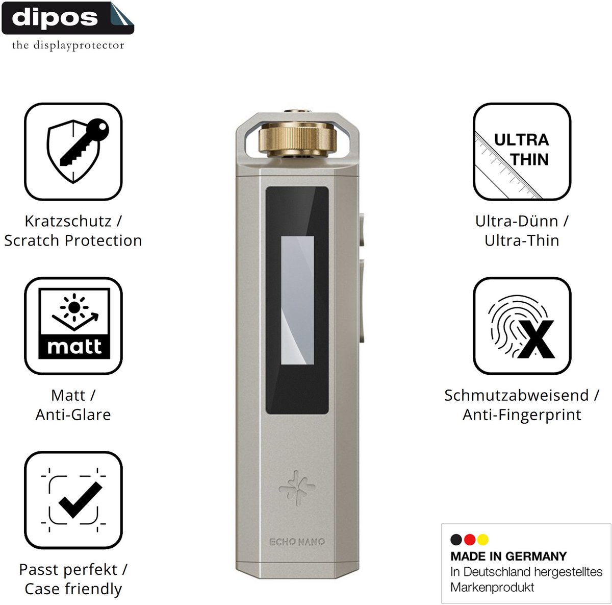 dipos – 4x Matte Beschermfolie geschikt voor FiiO SnowSky Echo Nano | Krasbestendige & antireflecterende Screenprotector Ultra-Thin