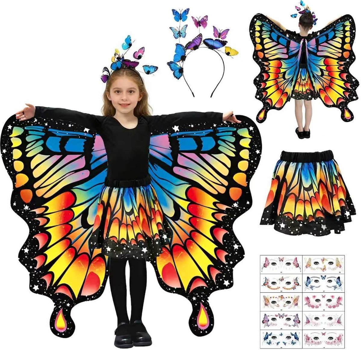 Kleurrijke vlinder vleugels voor kinderen, perfect voor kostuums en fantasie spelletjes