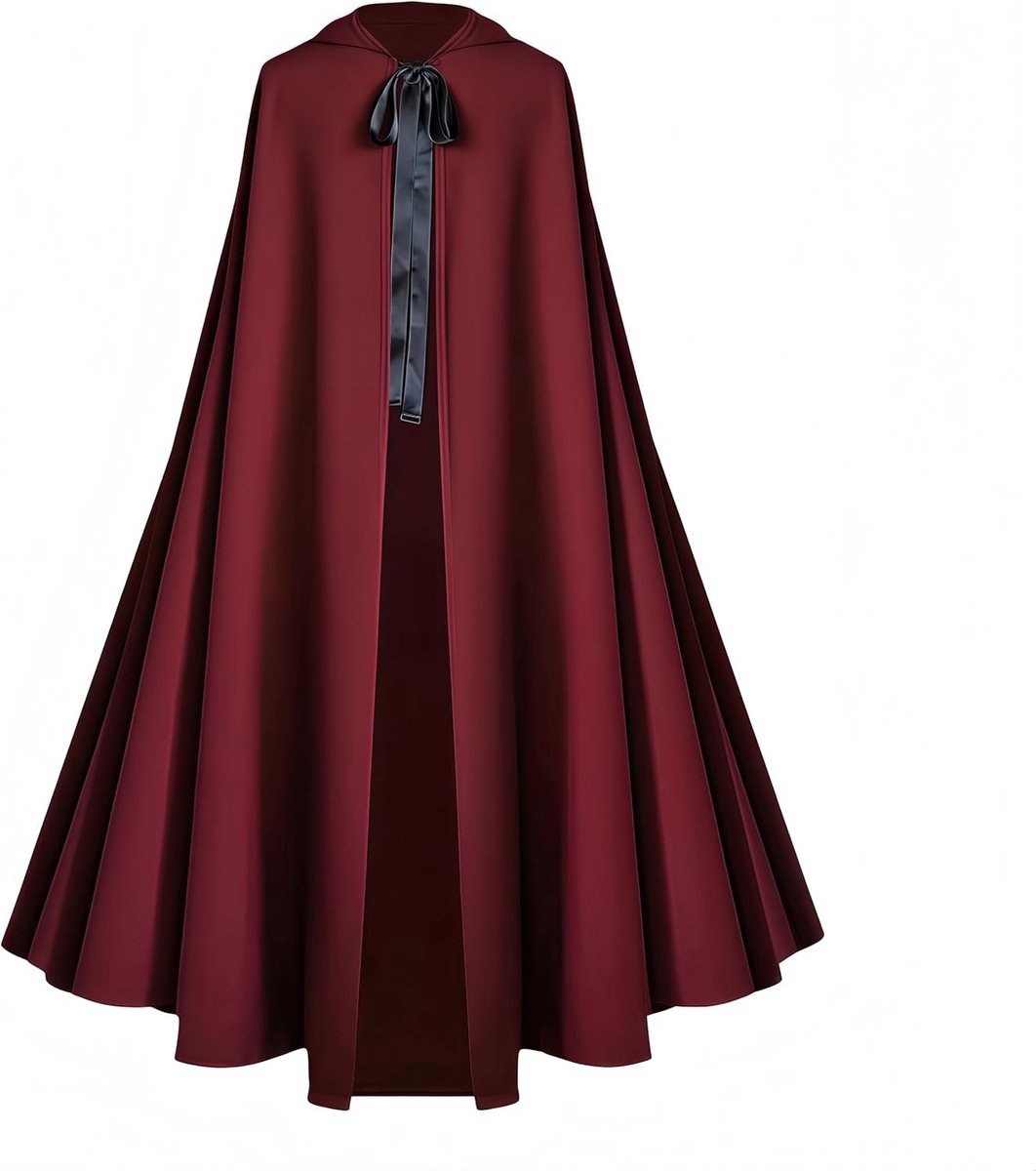 Halloween Gewaad met Kap voor Volwassenen - Middeleeuwse Tovernaarscape - Kostuum voor Mannen en Vrouwen, 135 cm, Perfect voor Feestjes en Verkleedpartijen