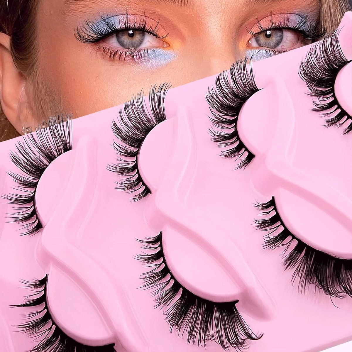 3D Valse Wimpers voor Kattenogen, Natuurlijke Look, 20 mm, Fluffy Fox Eye Wimpers, Herbruikbare Set van 5 Paar