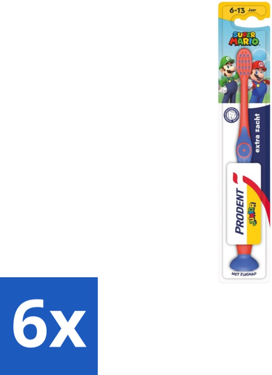 6 x Prodent – Tandenborstel – Super Mario – 6+ jaar - Tandenborstel Voor Kinderen - Super Mario Tandenborstel - Tandenpoetsen Voor Kinderen - Kindertandenborstel - Tandenborstel 6+ Jaar