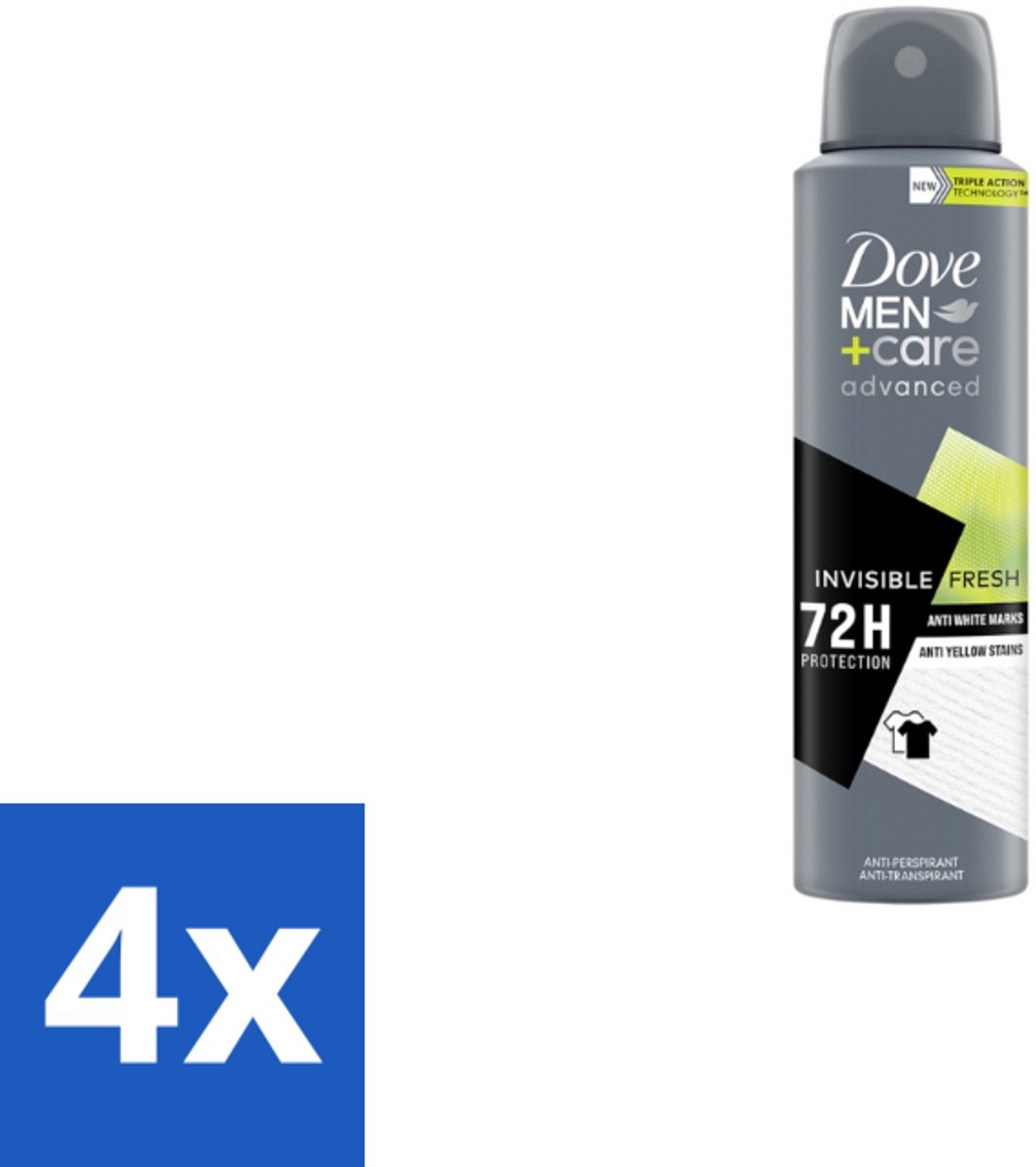 4 x Dove Men+Care – Deodorant Spray – Advanced Invisible Fresh – 150 ml - Deodorant Spray Voor Mannen - Frisheid Oksels - Geur Tegen Zweet - Zweetgeur Bestrijding - Verzorging Oksels