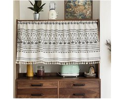 Etnische Stijl Korte Doorzichtige Gordijnen voor Keuken en Kast - Vintage Boho Bistro Gordijnen in Country Huisstijl, 143x90cm
