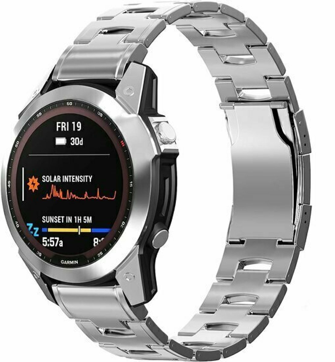 By Qubix - Geschikt voor Garmin bandje - 22mm Quickfit - Titanium schakelband - Zilver - Geschikt voor Garmin Fenix 9 / 9 pro - 47mm