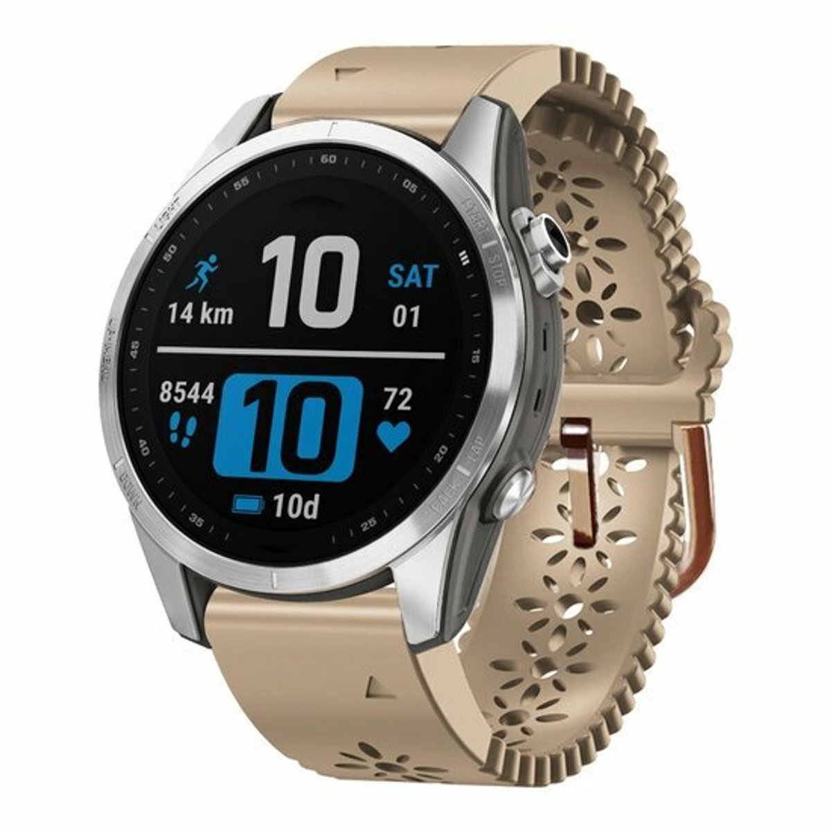 By Qubix - Geschikt voor Garmin bandje - 20mm Quickfit - Flower siliconen bandje - Beige - Geschikt voor Garmin Fenix 9 / 9 pro - 43mm