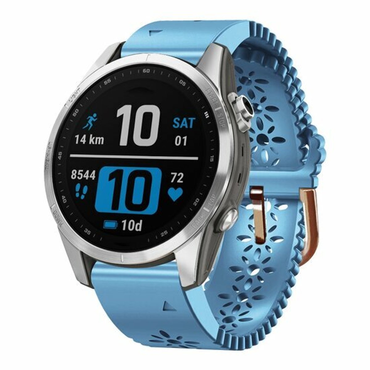 By Qubix - Geschikt voor Garmin bandje - 20mm Quickfit - Flower siliconen bandje - Blauw - Geschikt voor Garmin Fenix 9 / 9 pro - 43mm