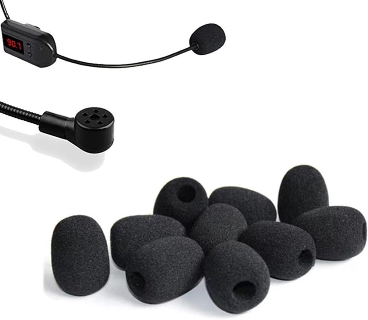 20 Stuks Zwarte Schuim Microfoon Covers voor Mini Headsets - Windscreen en Geluidsisolatie (30x22x8mm)