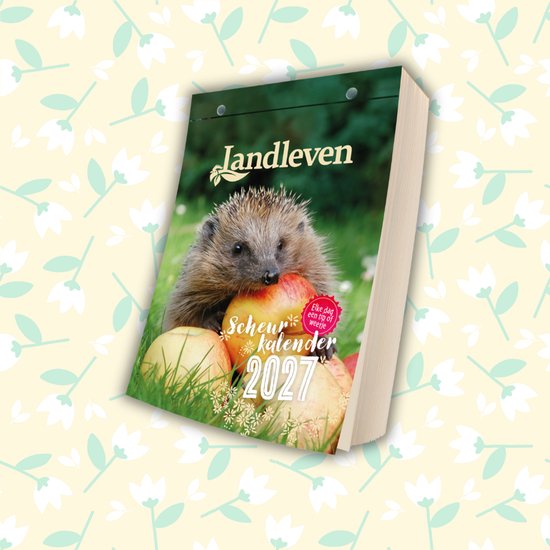 Scheurkalender 2027 Landleven met egel op appels. Elke dag een feitje.