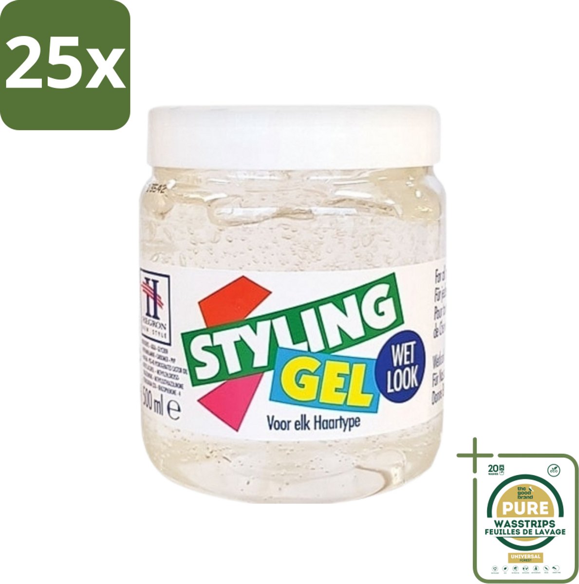 25 x Hegron - Styling Gel - Wetlook Wit - Glanzende Afwerking - 150 ml - Grootverpakking - Styling Gel - Wetlook Gel - Glans Haar - Haar Fixatie - Haar Stijl
