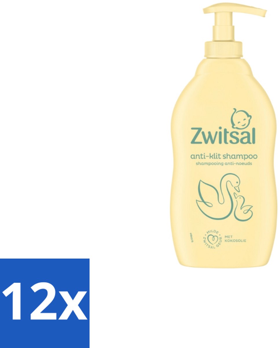 12 x Zwitsal – Shampoo – Anti-Klit – 400 ml - Baby Haar Reinigen - Anti-klitten Shampoo - Babyhuid Beschermen - Zachte Babyhaartjes - Kammen Zonder Klitten