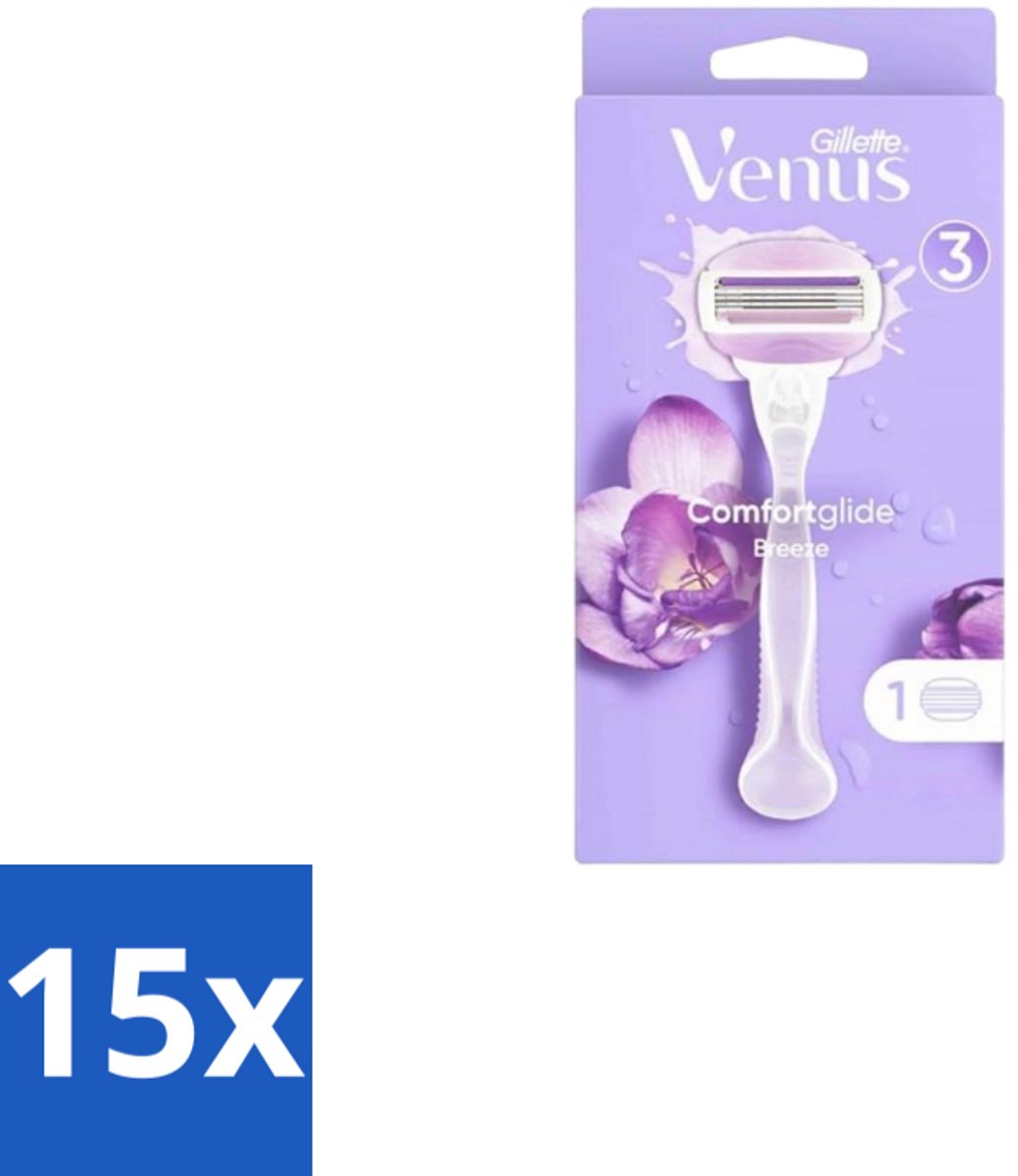 15 x Gillette - Venus ComfortGlide Breeze – Hydraterende Gelstrips – Dames - Scheer Gel - Hydraatende Gelstrips - Comfortabele Scheerervaring - Huidverzorging - Scherpe Mesjes