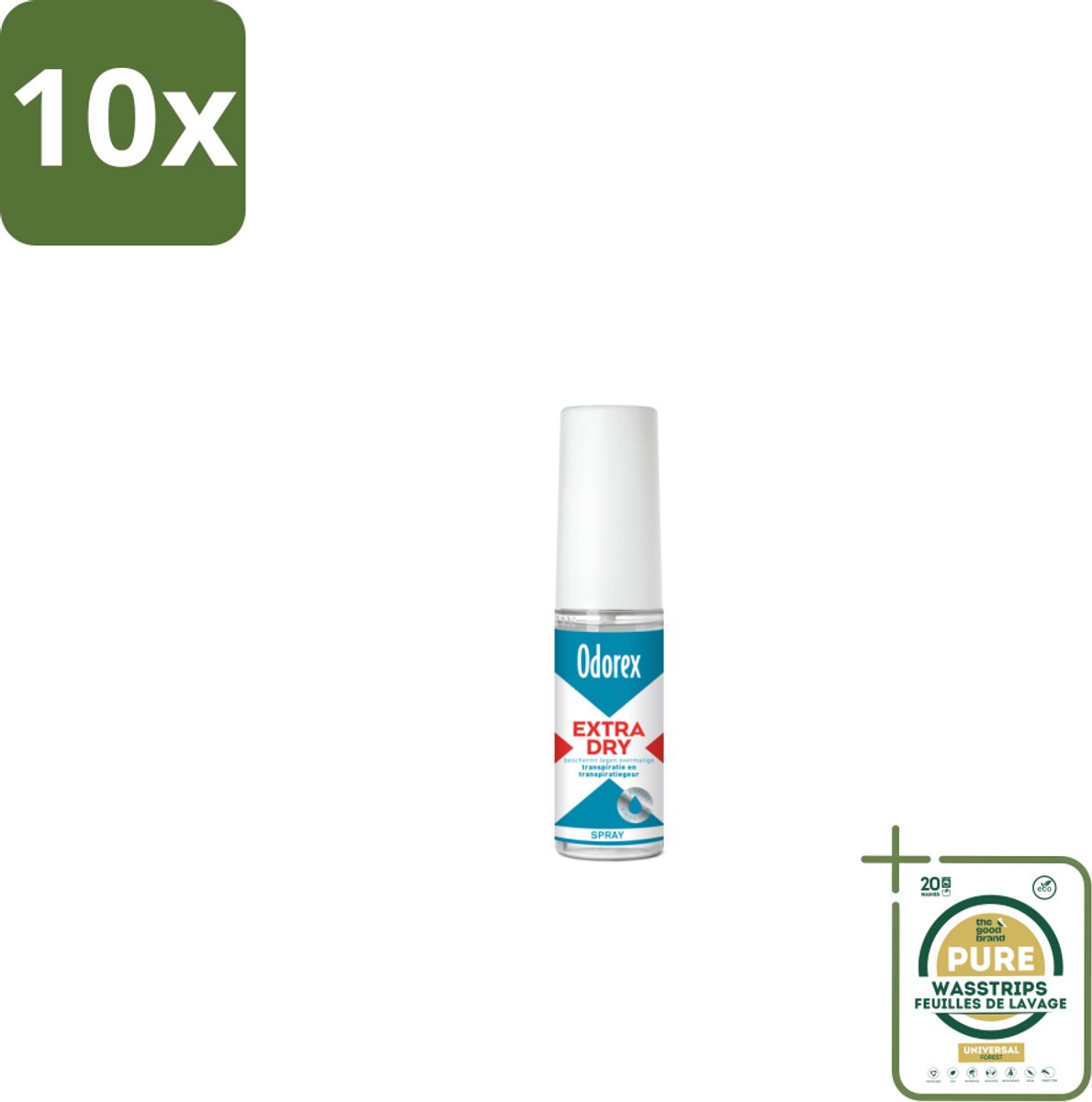 10 x Odorex Extra Dry Pompspray 30 ml - Grootverpakking - Extra Droog - Overmatig Zweten - Intens Droog - Pompspray - Deodorant