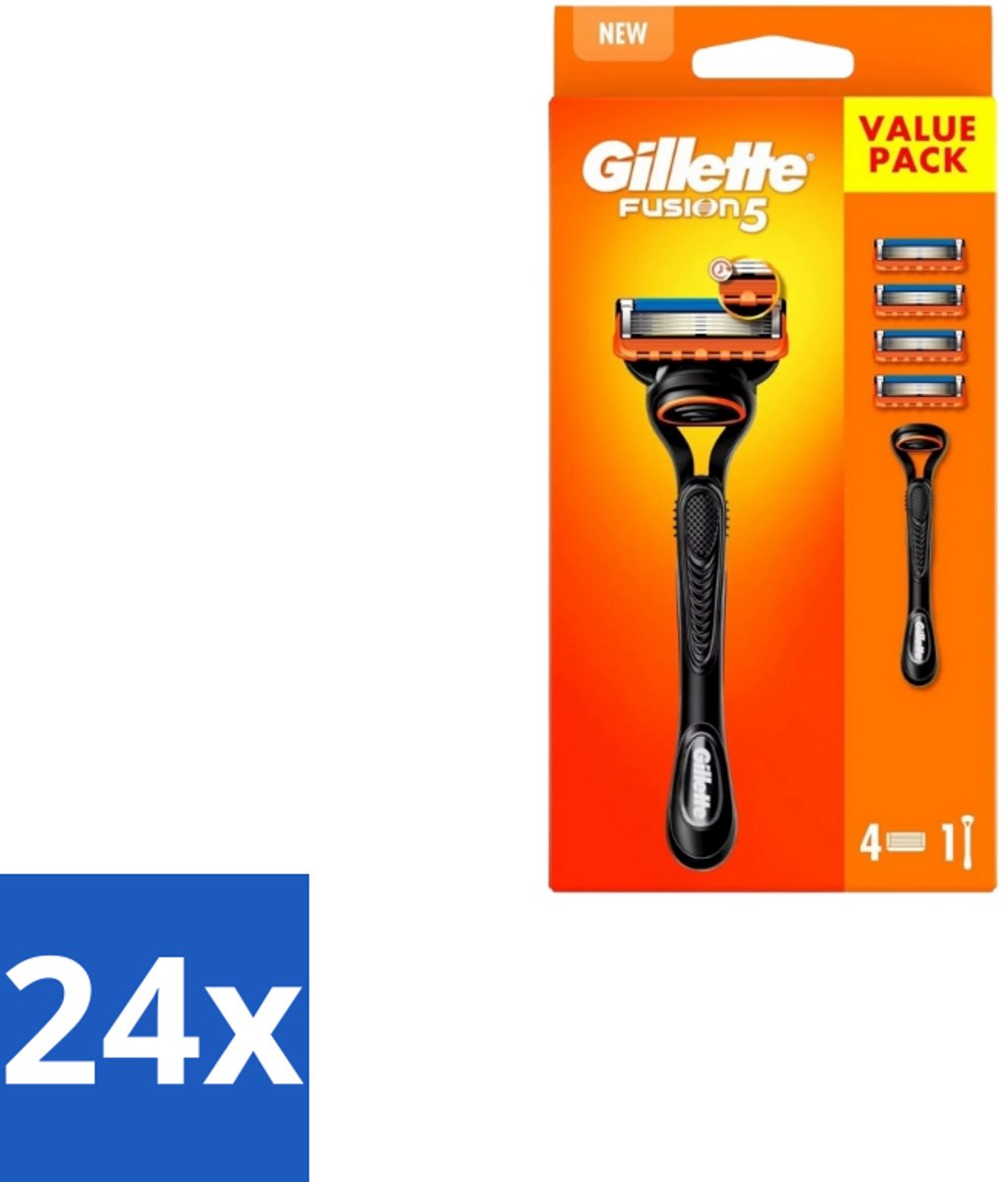 24 x Gillette – Fusion5 – Scheersysteem Houder + 4 Mesjes - Scheermes - Scheren - Scheren Mesjes - Scheren Houder - Scheren Comfort