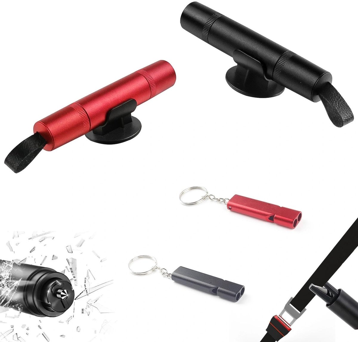 Solidchoice - 2-in-1 Noodhamer met Gordelsnijder en Glazenbreker