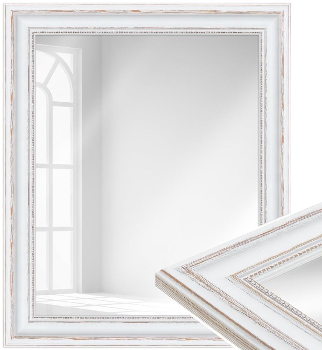 Solidchoice - Wandspiegel in barokstijl - 50x70 cm - Wit