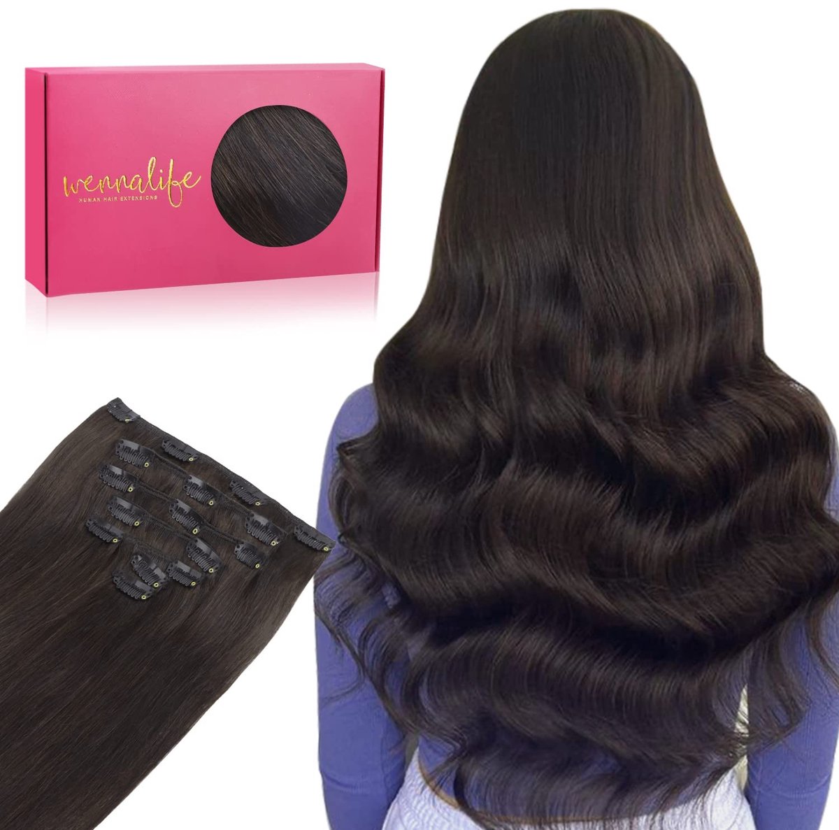 Solidchoice - Clip-In Echte Haar Extensions 70 g, 7 Stuks, 45 cm