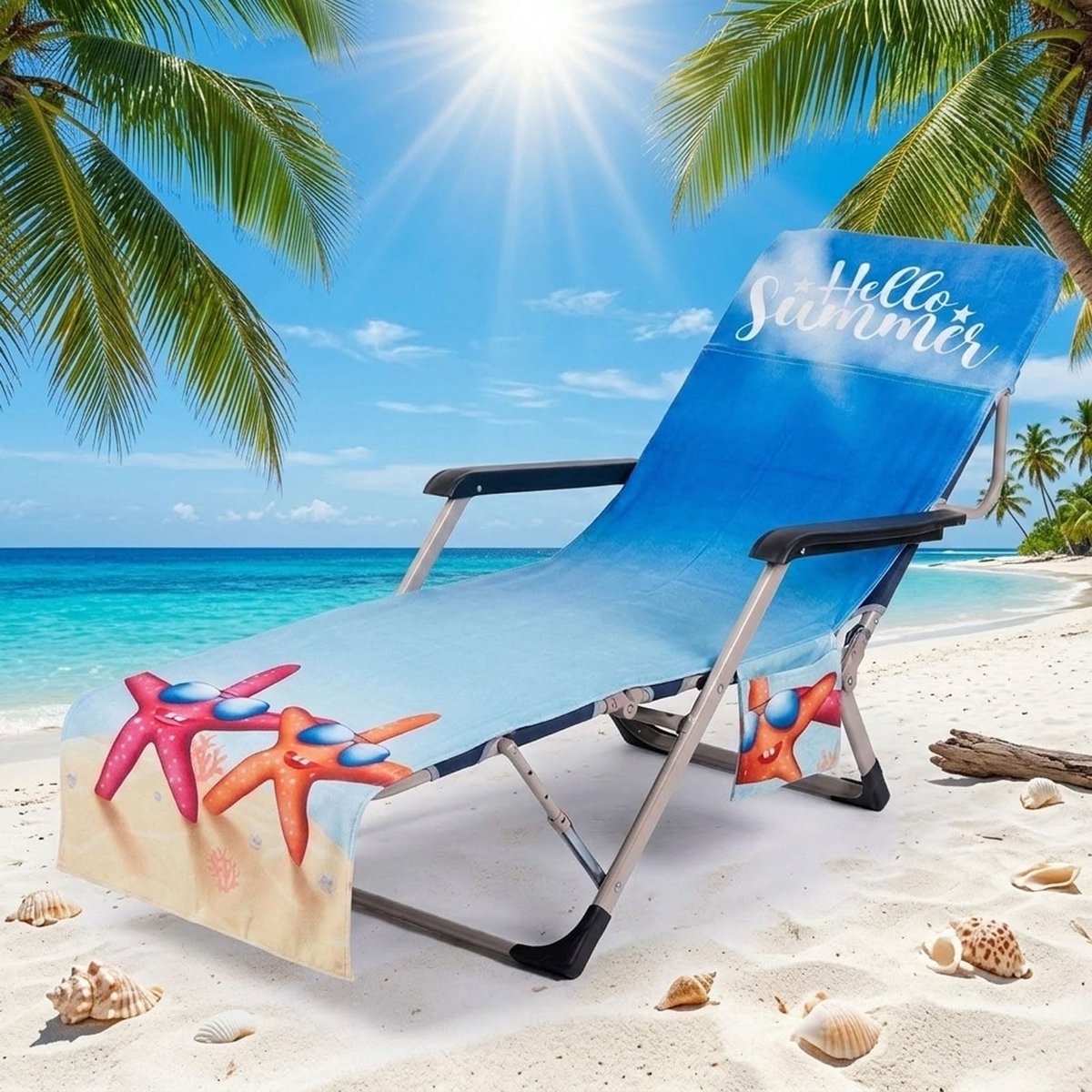 Solidchoice - Microfiber Tuin Lounger Beschermhoes - Sneldrogend Kussen met 2 Zakjes - Blauw