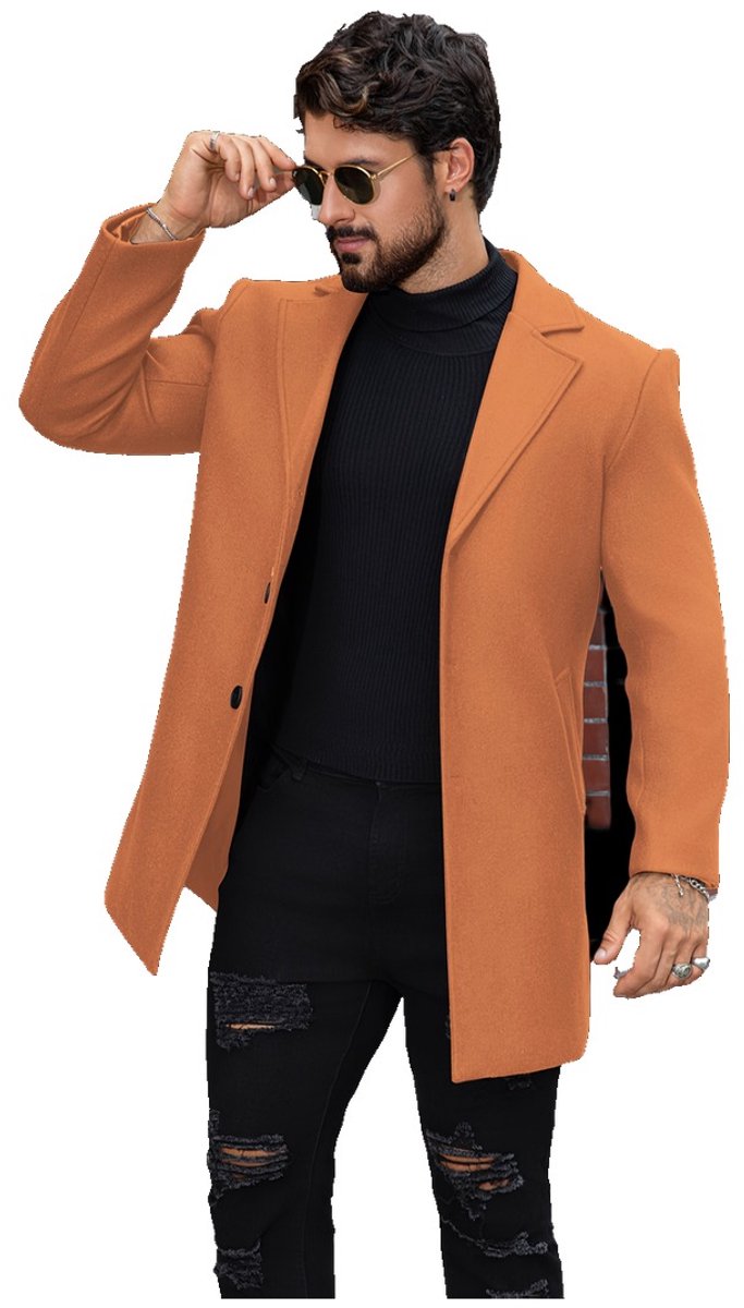 Currero Trenchcoat Winterjas Heren Mantel Jas Mantels Winter Herfstjas Volwassen Stijlvol Knopen Kastagnebruin Kastanjebruin