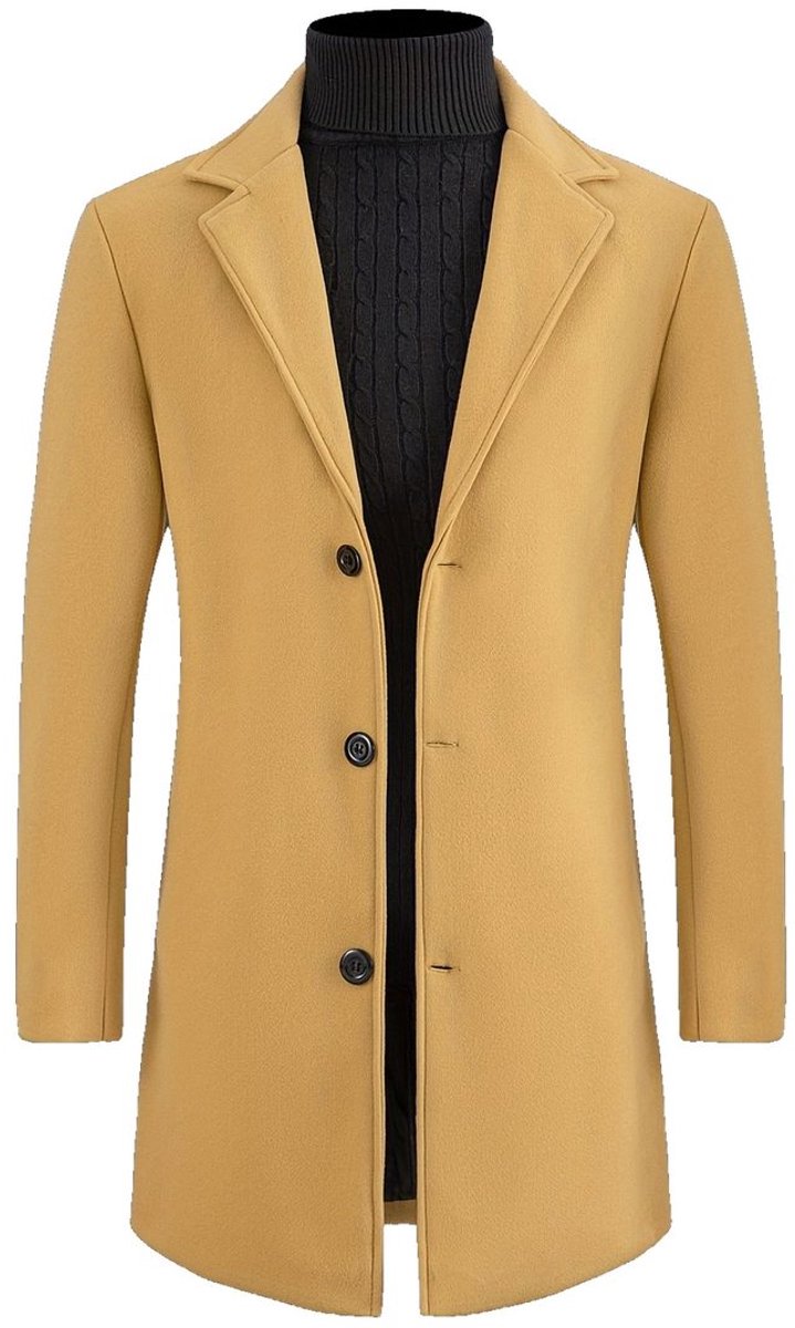 Currero Trenchcoat Winterjas Heren Mantel Jas Mantels Winter Herfstjas Volwassen Stijlvol Knopen Oranje