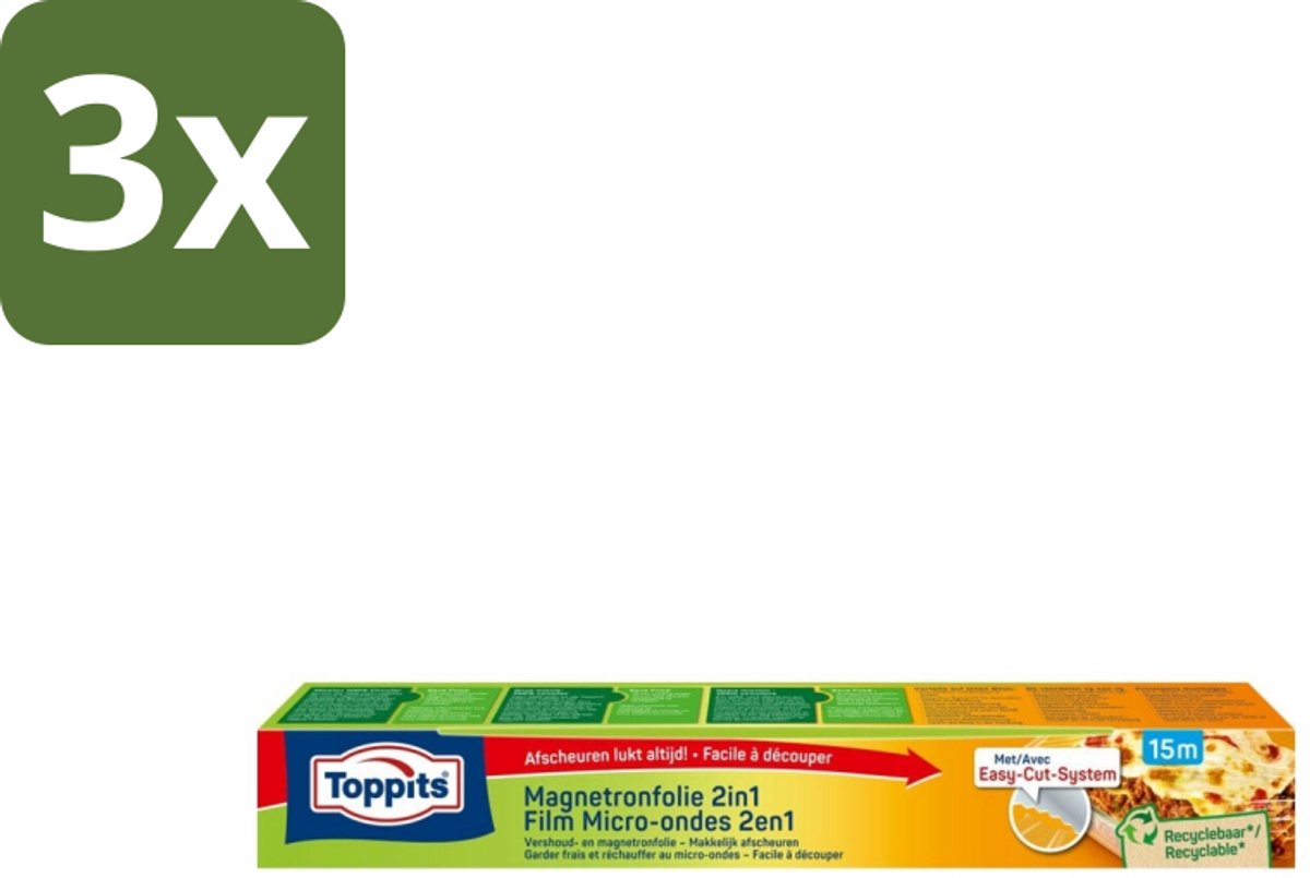 3 x Toppits – Magnetronfolie 2-in-1 – 15 m - Koffie - Koffiezetapparaat - Koffiezetapparaat