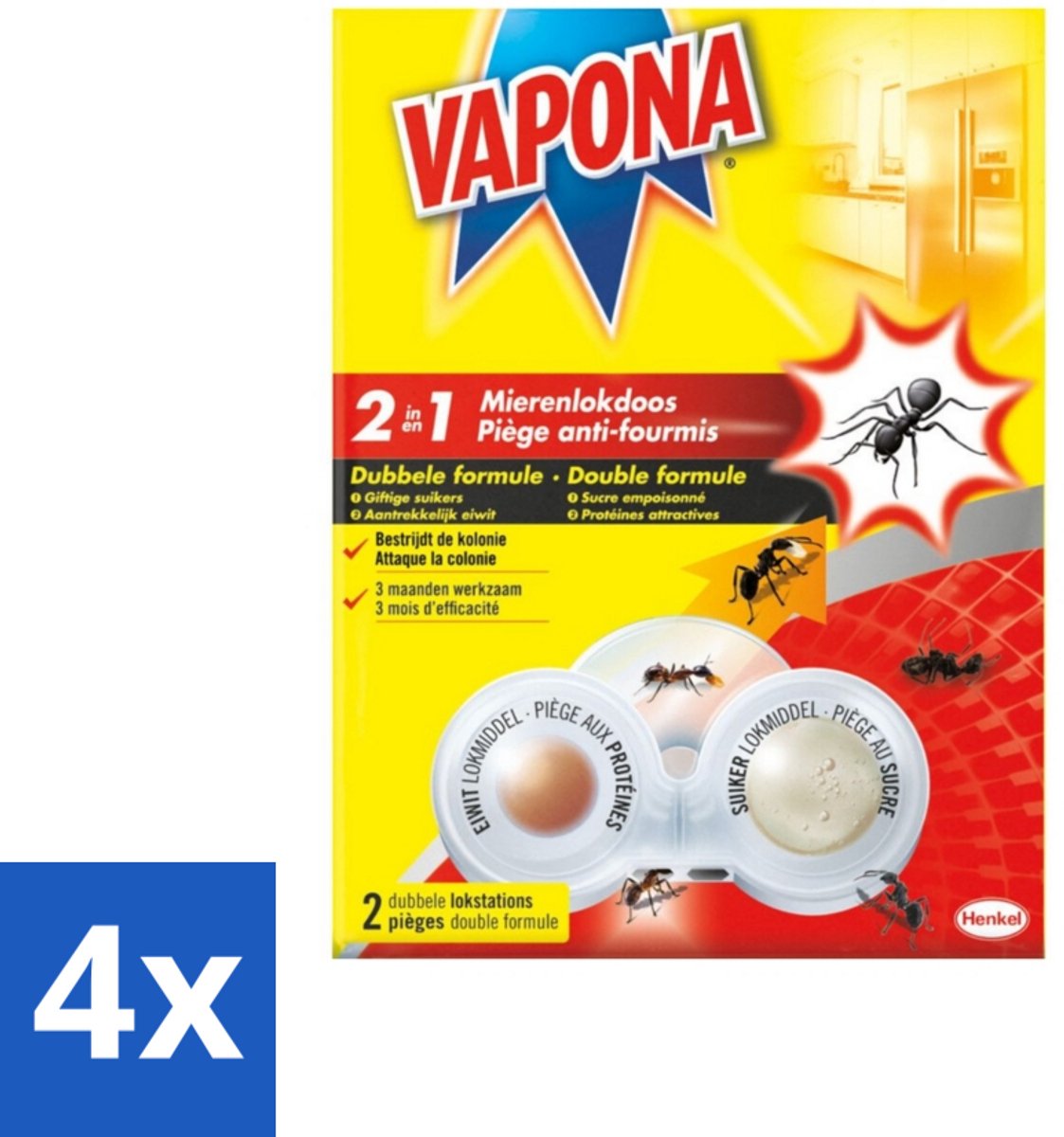 4 x Vapona – Mierenlokdoos – Dubbele Insectenval - Mierenbestrijding - Mierenlokdoos - Mierenbestrijding Binnen En Buiten - Mierenbestrijding Buiten - Mierenbestrijding In De Tuin