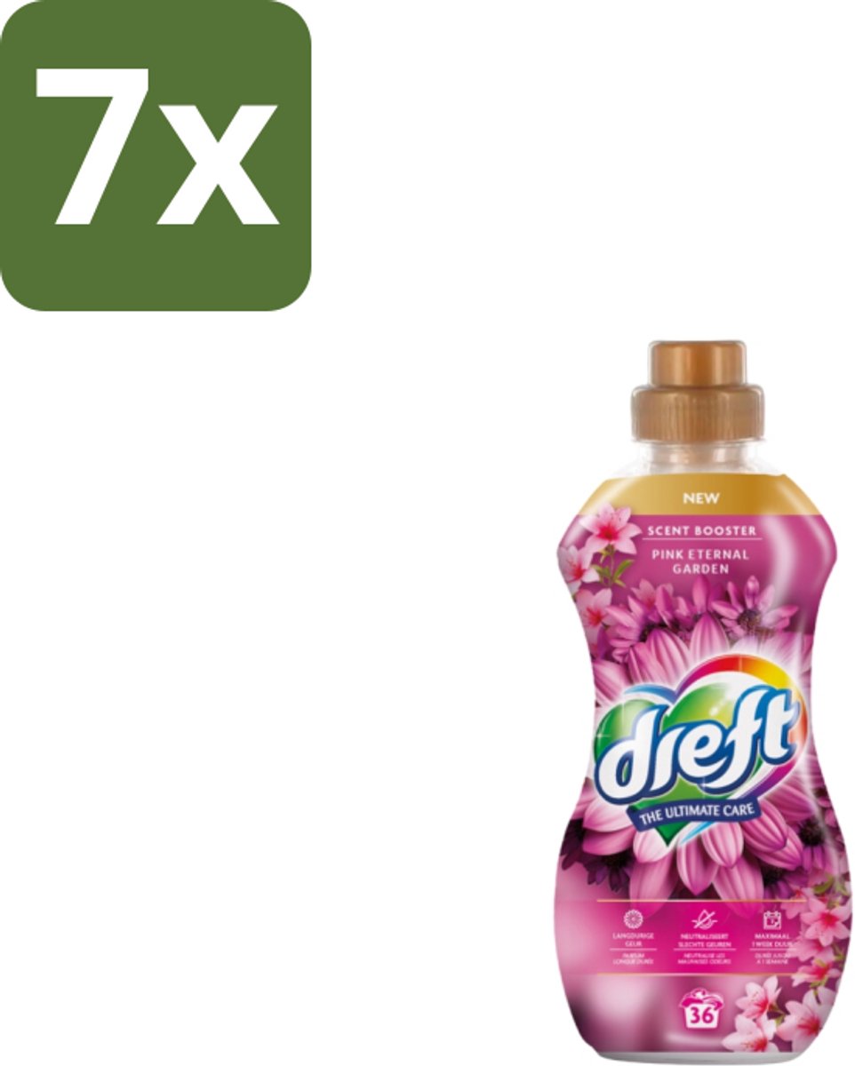 7 x Dreft – Pink Eternal Garden – Vloeibare Geurbooster – 720 ml – 36 wasbeurten - Wasmiddel Poeder - Frisheid Was - Kleurbescherming - Vezelbescherming - Anti-kreukwerking