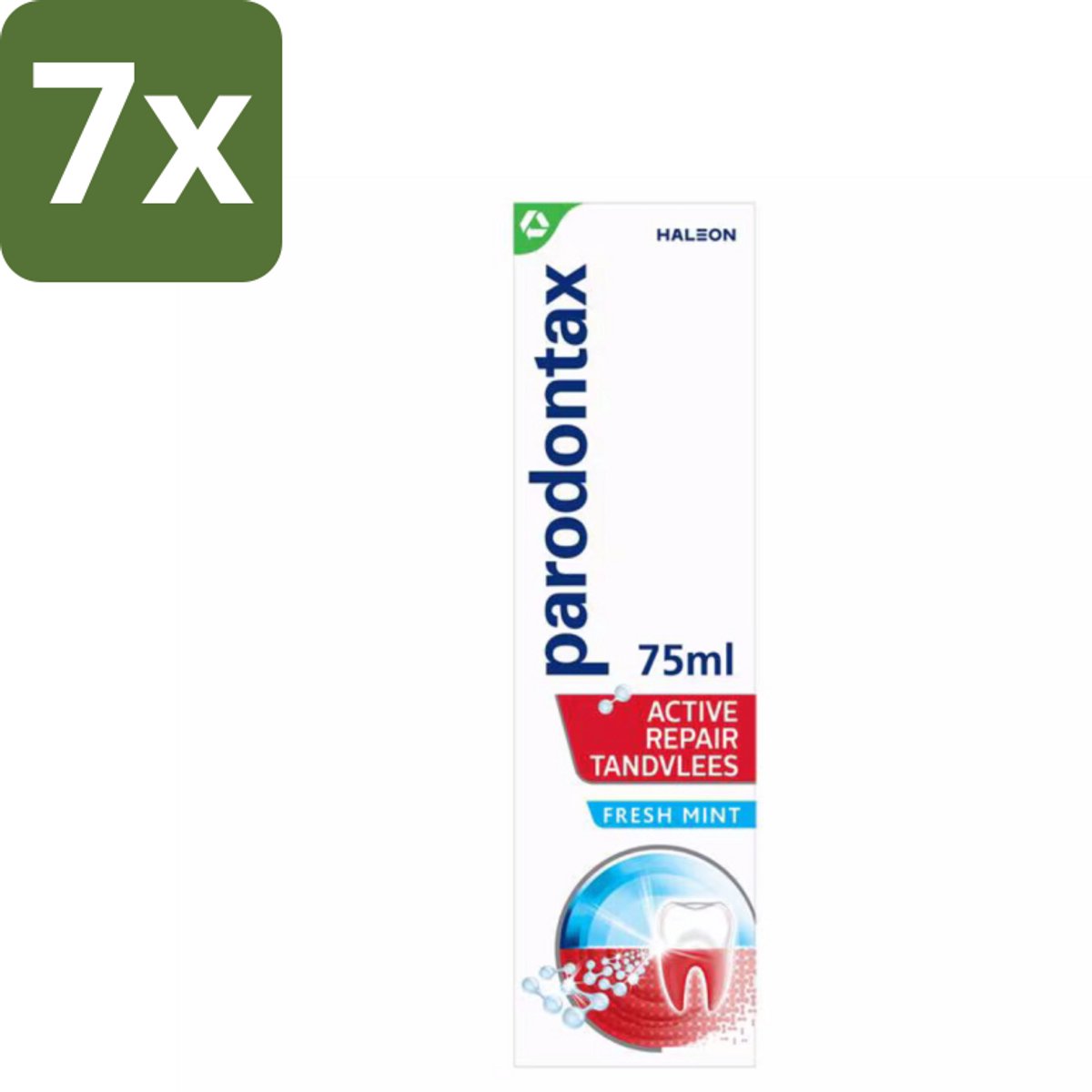 7 x Parodontax – Tandpasta – Active Repair Fresh Mint – 75 ml - Tandvlees Herstellen - Bloedend Tandvlees - Tandplak Verwijderen - Gezwollen Tandvlees - Ontstoken Tandvlees